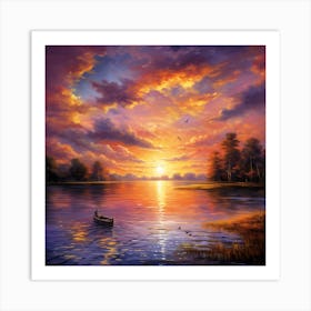 Sunset On The Lake Art Print