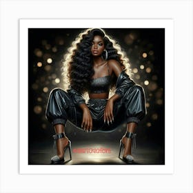 Black Woman With Long Hair Art Print