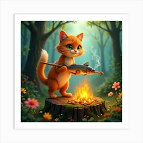 Flux Dev A Vibrant Orange Tabby Cat With Bright Green Eyes And 0 Art Print