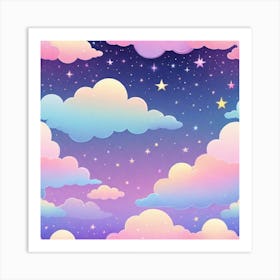 Sky With Twinkling Stars In Pastel Colors Square Composition 269 Art Print