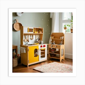 Modern Midmini Style Wooden Play Kitchen In The Mi 2024 05 17t211128 Art Print