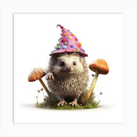 Hedgehog In A Birthday Hat Art Print