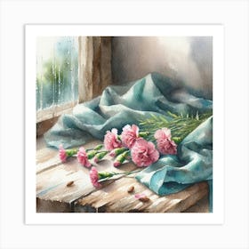 Carnations By The Window Art Print