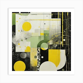 Abstract White And Yellow Painting Art Print