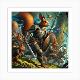 Squirrel Warriors Art Print