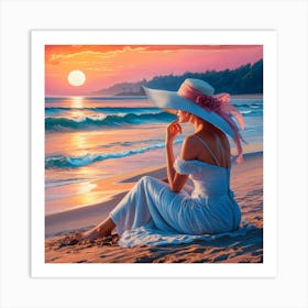 Sunset Reverie A Captivating Portrait Of Tranquility And Contemplation (2) Art Print