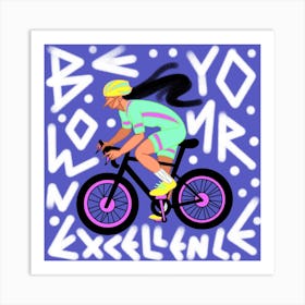 Cyclist Girl Square Art Print