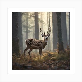 Deer In The Forest 67 Art Print