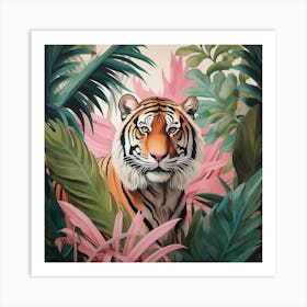 Tiger 3 Pink Jungle Animal Portrait Art Print