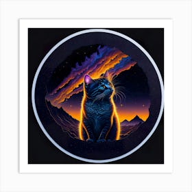 Cat Colored Sky (100) Art Print