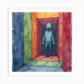 Horror Character In A Colorful Watercolor Maze 1 Art Print