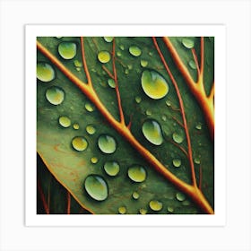 Raindrops On A Leaf Art Print