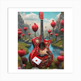 Heartstrings Monarchy Queen Of Hearts Guitar Elegance 32) Art Print