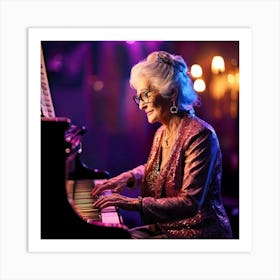 Firefly Soulful Elderly Pianist In A Neon Lit Nightclub 20356 (2) Art Print