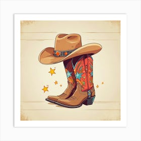 Cowboy Boots And Hat Art Print