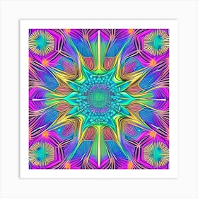 Sunburst Peacock Pattern Art Print