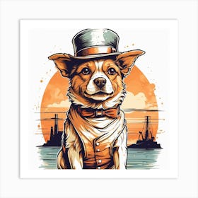 Corgi In A Top Hat Art Print