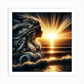 Mermaid At Sunset Art Print