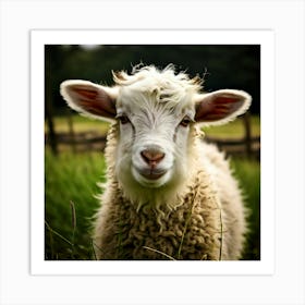 Fur Pet Cute Wool Farm Animal Wood Countryside Head Shot Country Head Graze Mammal Green (6) Art Print