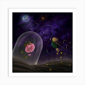 The Little Prince and Rose Art Print