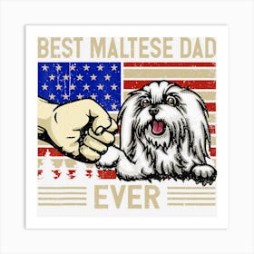 Limited Edition Mens American Flag Best Maltese Dad 4th Of Art Print