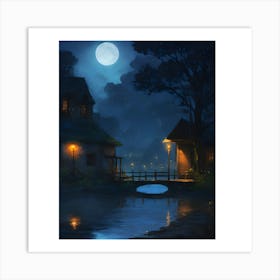 Night In The Village Art Print