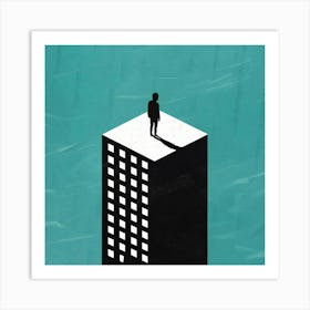 Man On Top Of Building Art Print