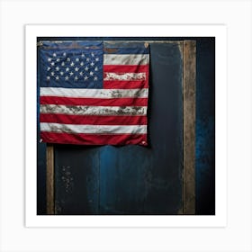 An Antique American Flag Resplendent With Immaculate Red Stars Scattered Against A Deep Blue Backgr (5) Art Print