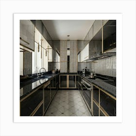 Black And Gold Kitchen 2 Art Print