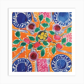 Table With Wine Matisse Style 1 Art Print