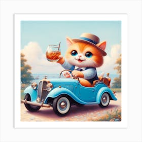 Cat In A Car 1 Art Print