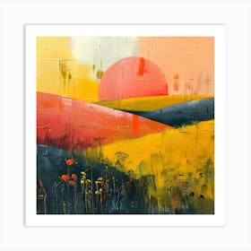 Sunset In The Field, Abstract Expressionism, Minimalism, and Neo-Dada Art Print