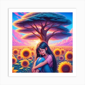 Sunflower Girl Art Print