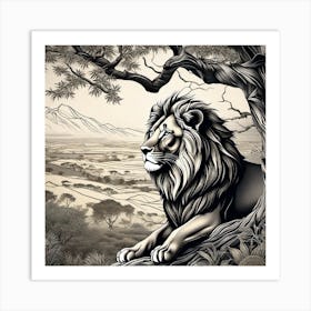 Lion In The Forest 13 Art Print