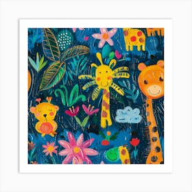 Giraffes In The Jungle 2 Art Print