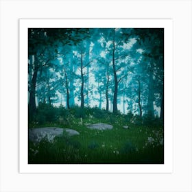 Forest At Night Poster