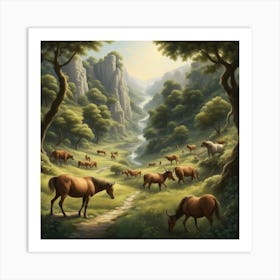 Horses In The Valley Art Print