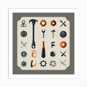 Flat Icons Set 1 Art Print