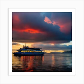 Sunset On A Cruise Ship 2 Art Print