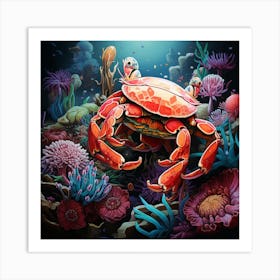 Crab In The Ocean Art Print