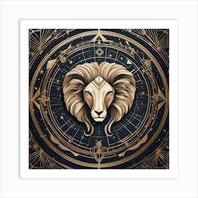 Zodiac Lion Head Art Print