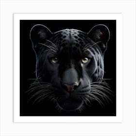 Black Jaguar portrait on black background 1 Art Print