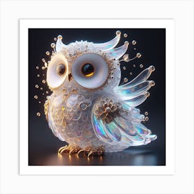 Owl made of glass 1 Art Print