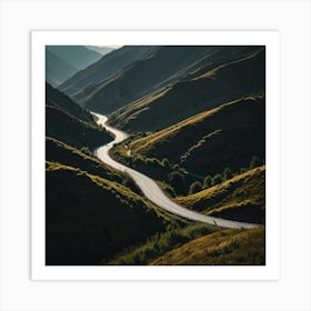 A Dramatic Mountain Pass With Winding Roads And A Breathtaking View Of The Valley Below 2 Art Print