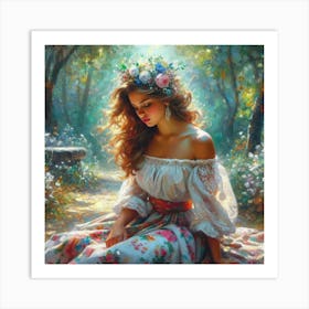 Girl In The Forest54 Art Print