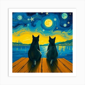 Cats At Night Art Print