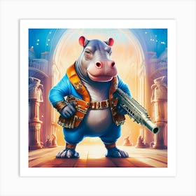 Hippopotamus No 2, Dressed In Steampunk Fashion Art Print