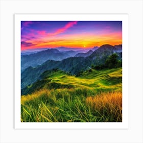 Sunset In The Mountains 2 Art Print