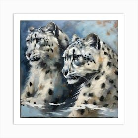 Couple of Snow Leopard Art Print