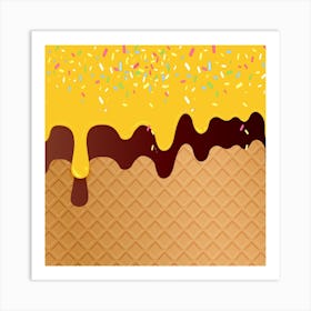 Ice Cream Waffle Vector Illustration Art Print